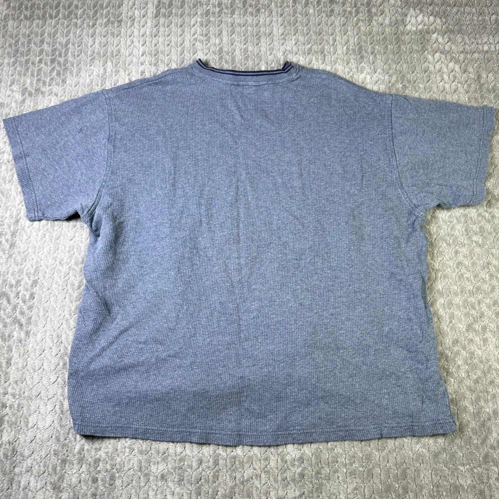 Eddie Bauer Mens XL Blue Waffle Knit V-Neck Short Sleeve Thermal T-Shirt Cotton - Picture 9 of 11